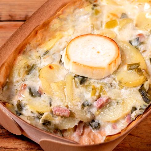Gratin pommes de terre poireaux chèvre