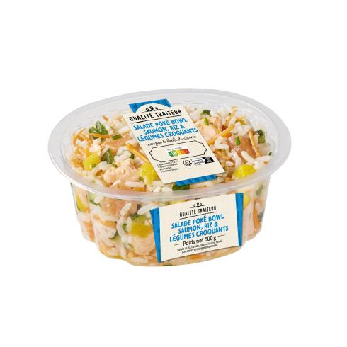 Qualité traiteur Salade poké bowl saumon, riz &légumes croquants mangue & huile de sésame
