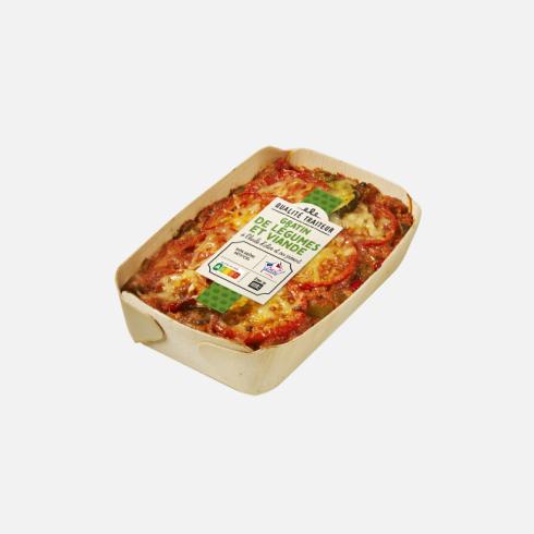 Gratin de légumes et porc cuisinés